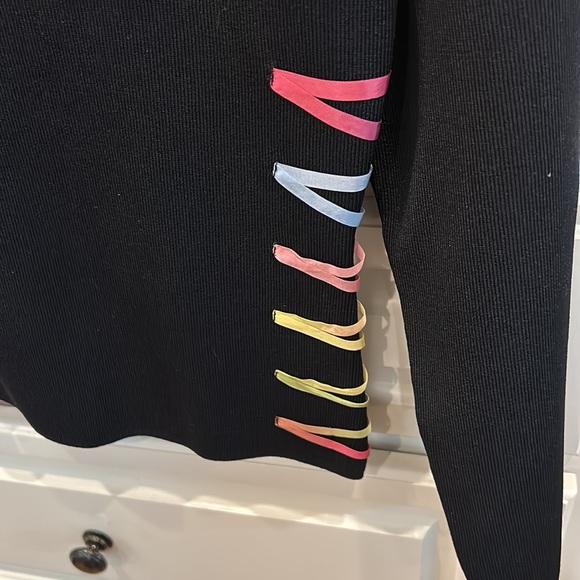 NWT! Vintage 2000 Prima Bella Black Knit Top w/ Satin Ribbon on sides - Picture 7 of 8